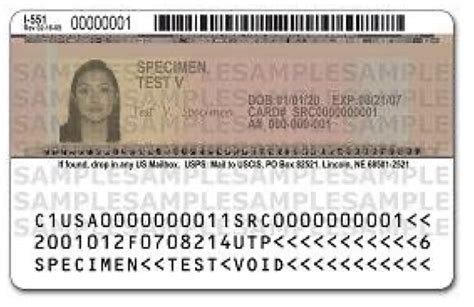 reading a permanent resident card.